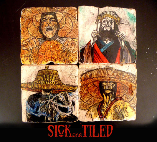 Lo Pan and the Three Storms Tumbled Stone 4 Piece Drink Coaster Set Big Trouble In Little China