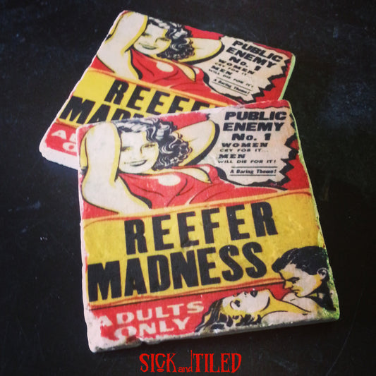 Reefer Madness Vintage Poster Tumbled Marble Drink Coasters Single