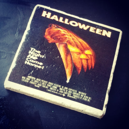 Halloween Vintage Poster Tumbled Marble Drink Coasters Single