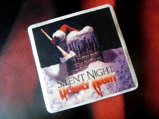 Silent Night Deadly Night Vintage Poster Tumbled Marble Drink Coasters Single